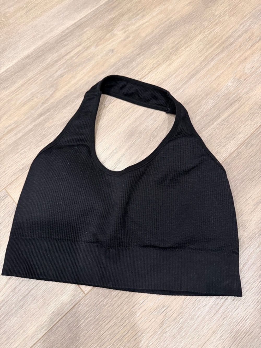NVGTN Black Seamless Halter Bralette